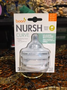 Boon Nursh Curve Medium Breastfeeding Nipple - Clear